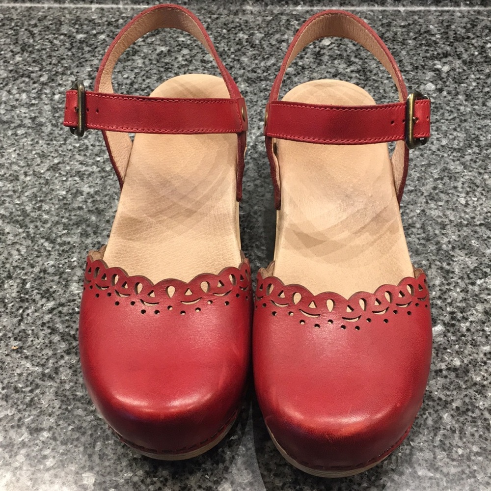 Red Leather cutout Mary Janes